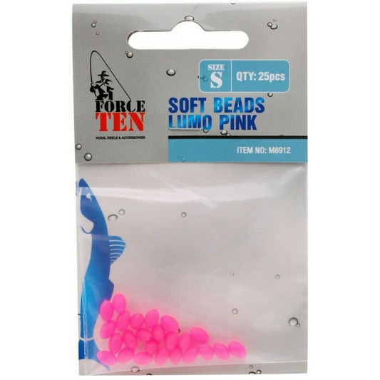 FORCE TEN TACKLE SOFT GLOW LUMO BEADS PINK GLOW IN THE DARK RIGGING BAIT LURES