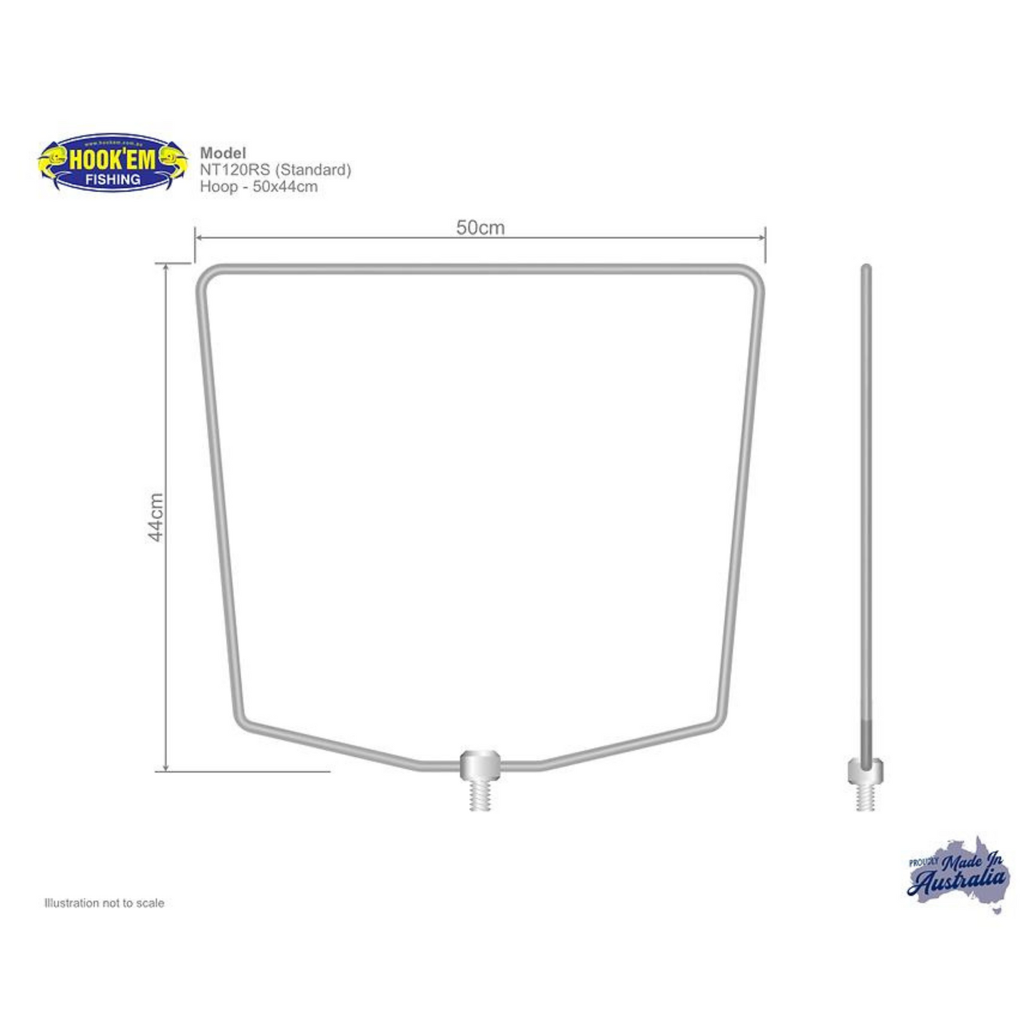 Hook'Em NT120RS - 50x44cm - 1.2m - Rubberised - 1 Piece Handle