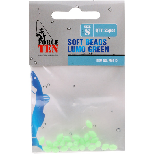 FORCE TEN TACKLE SOFT GLOW LUMO BEADS Green GLOW IN THE DARK RIGGING BAIT LURES