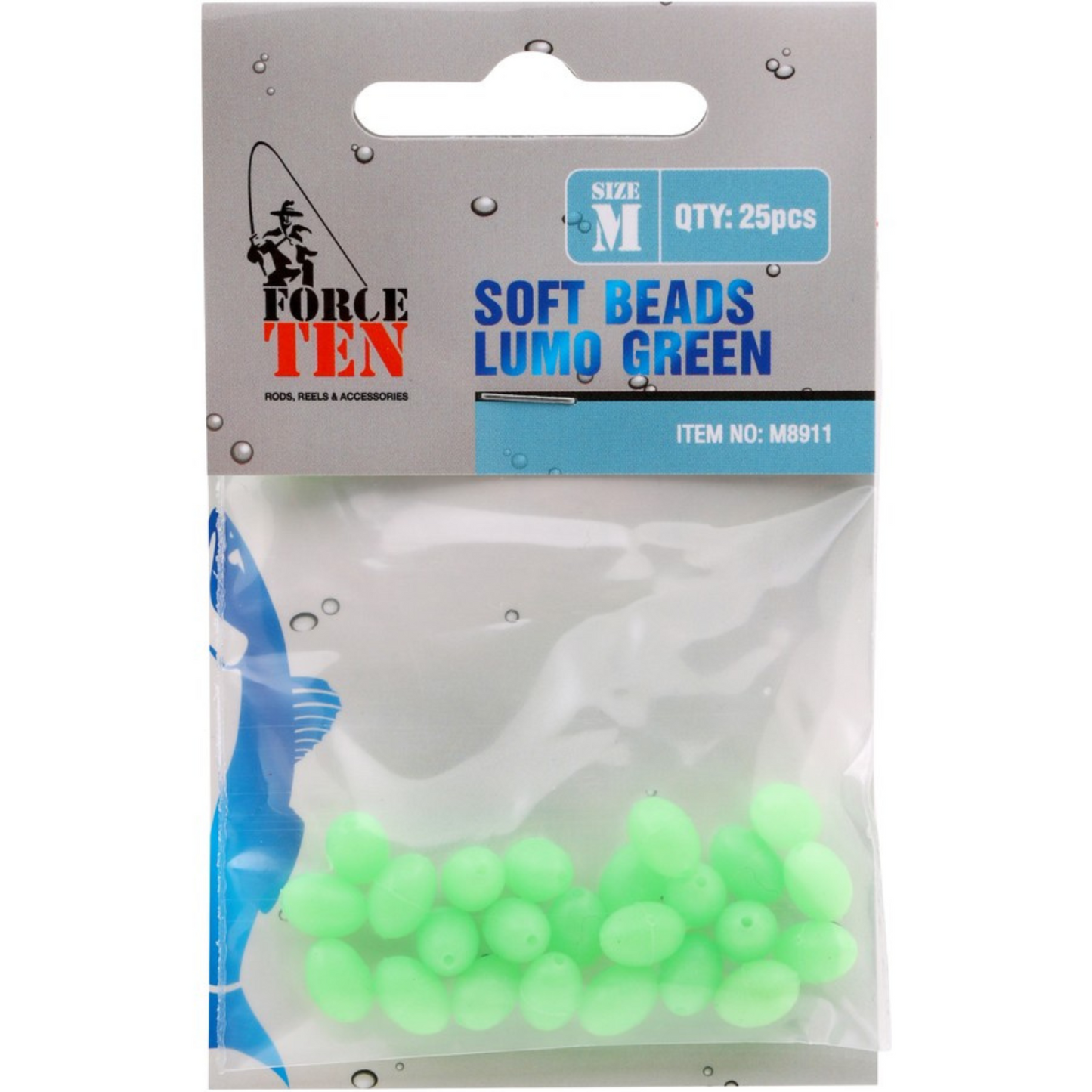 FORCE TEN TACKLE SOFT GLOW LUMO BEADS Green GLOW IN THE DARK RIGGING BAIT LURES