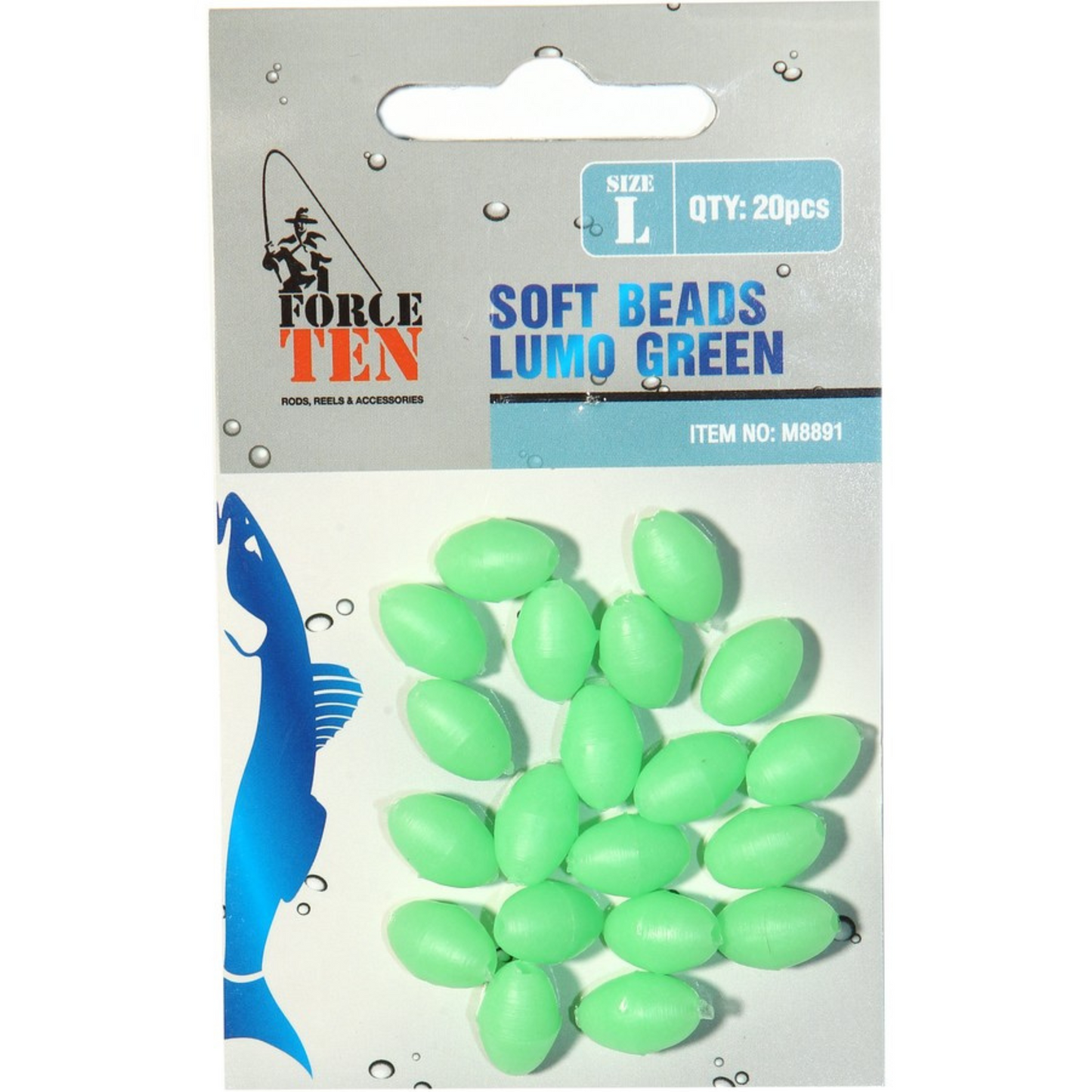 FORCE TEN TACKLE SOFT GLOW LUMO BEADS Green GLOW IN THE DARK RIGGING BAIT LURES