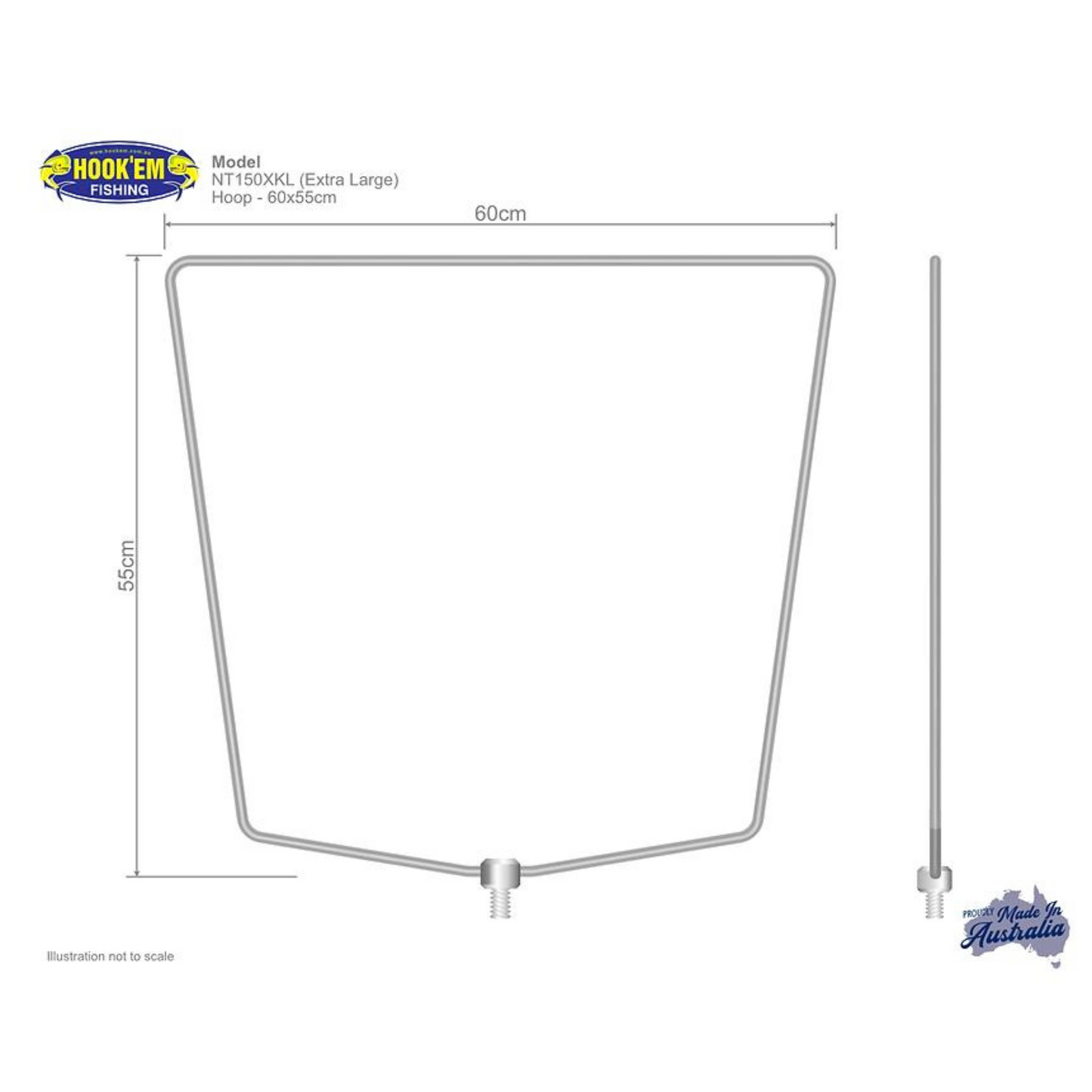 Hook'Em NT150XKL - 60x55cm - 1.5m - Coated Braid Heavy Duty - 1 Piece Handle