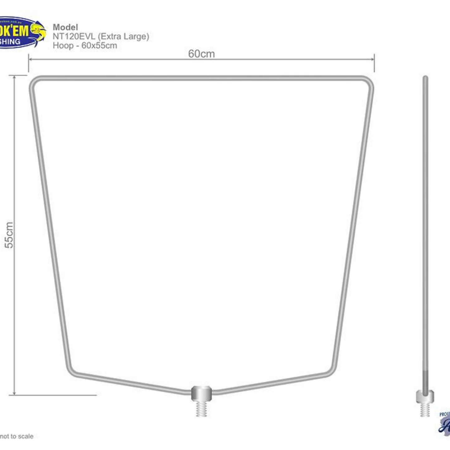 HookEm'  NT120EVL - 60x55cm - 1.2m - Enviro Style Small Hole - 1 Piece Handle