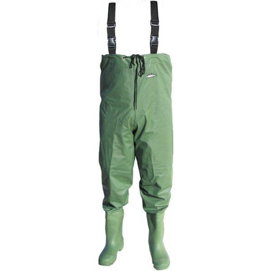 THE WILSON FULL LENGTH NYLON WADERS PROVIDE A COMFORTABLE WAY TO STAY DRY WHEN FISHING.