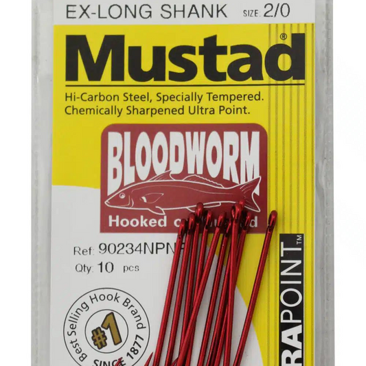 Mustad Ex-Long Shank Bloodworm Red (Hook)