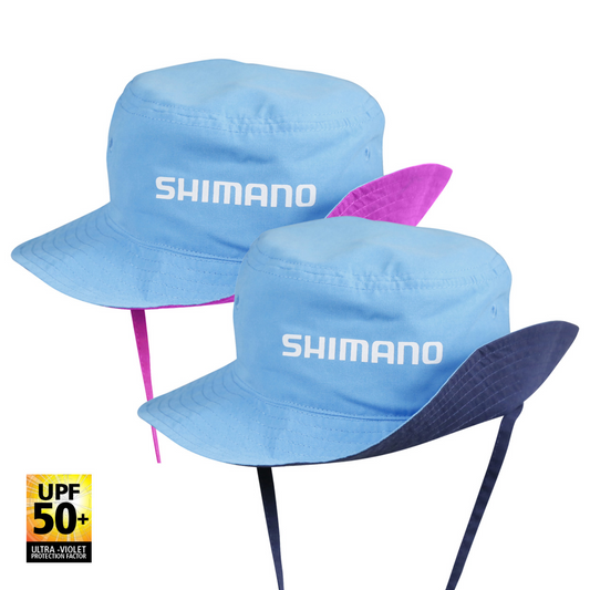 Shimano Kids Reversible Bucket Hat-Pink/Cyan / Cyan/Navy (Lifestyle Gear)