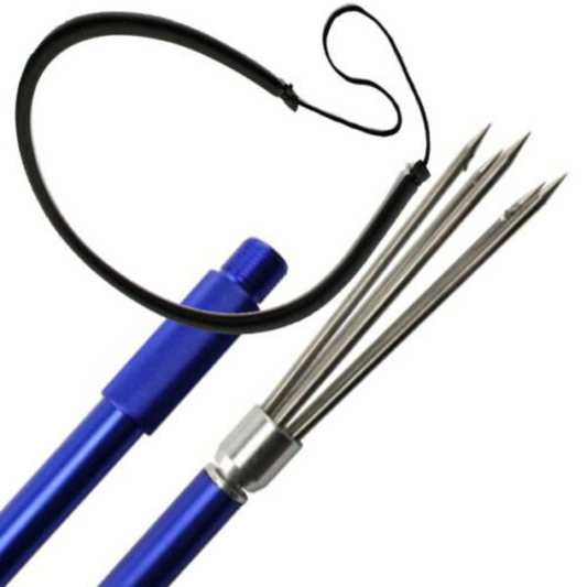 Aliminium Blue Anodised Hand Spear 2 PIECE HANDSPEAR WITH RUBBER SLING