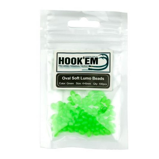 Hook'Em Oval Soft Lumo 100pc Size 4x6mm Green (Beads)